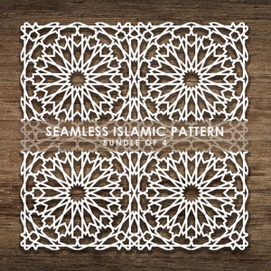 Bundle de 4 modèles SVG islamiques transparents, motif de ligne, arrière-plan de motif islamique. Couper le fichier Cricut, Téléchargement instantané, BoF01