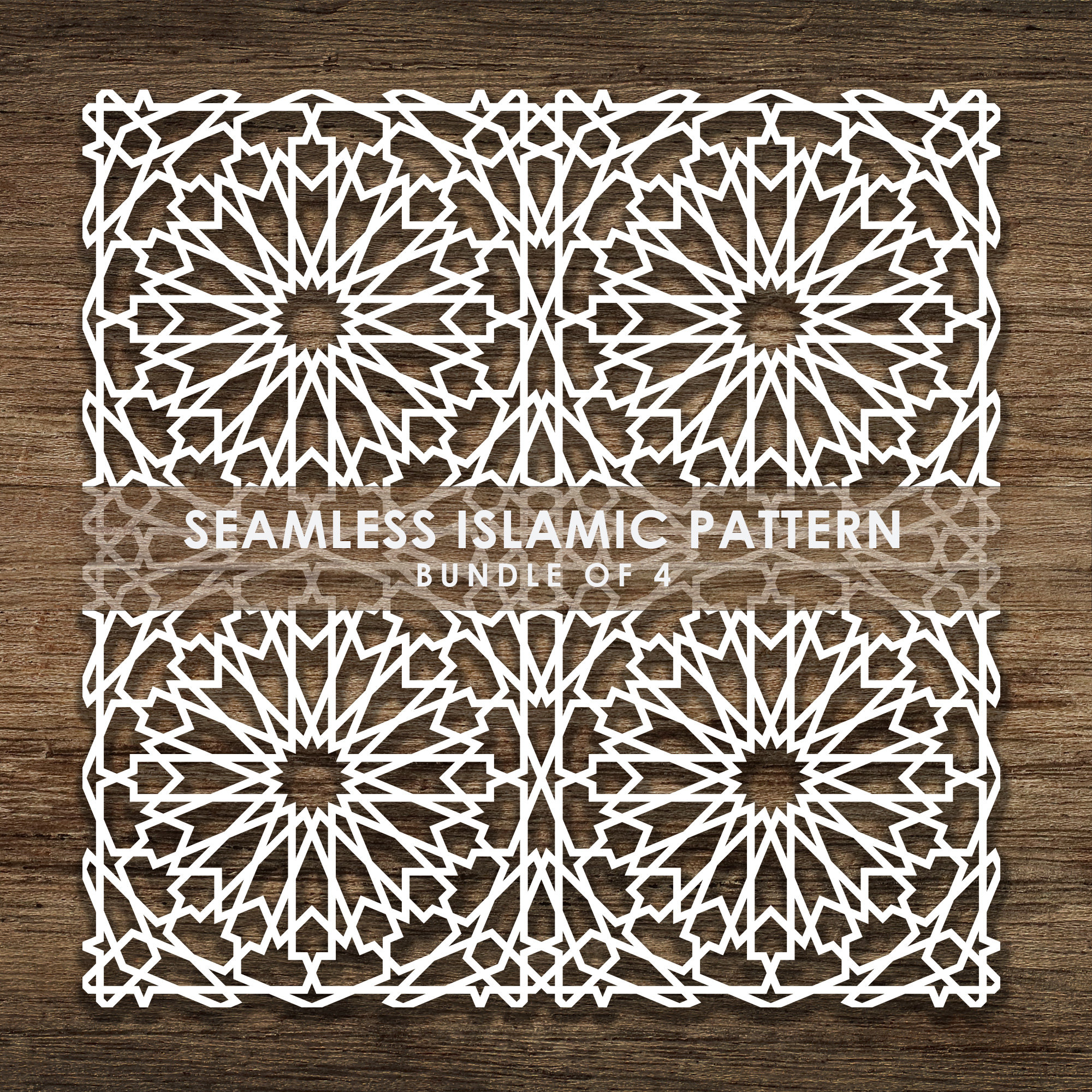 Bundle of 4 Seamless Islamic SVG Pattern, Line Pattern, Islamic Pattern ...