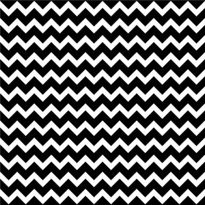 May include: Black and white chevron pattern. The pattern is made up of alternating black and white zigzags.
