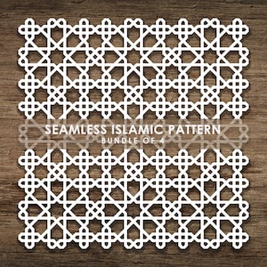Bundel van 4 naadloze islamitische SVG-patroon, lijnpatroon, islamitische patroonachtergrond. Knip bestand Cricut, Instant Download, BoF05
