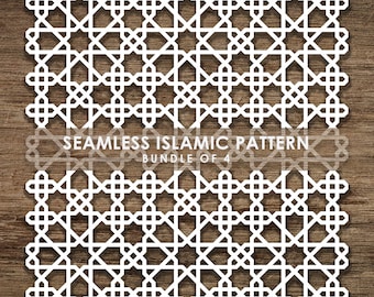 Fascio di 4 motivi SVG islamici senza soluzione di continuità, modello di linea, sfondo di motivi islamici. Cut File Cricut, Download istantaneo, BoF05