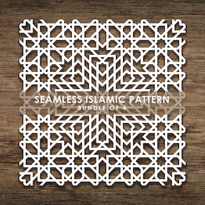 Bundle de 4 modèles SVG islamiques transparents, motif de ligne, arrière-plan de motif islamique. Couper le fichier Cricut, Téléchargement instantané, BoF15