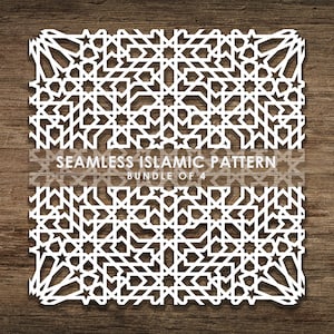 Bundel van 4 naadloze islamitische SVG-patroon, lijnpatroon, islamitische patroonachtergrond. Knip bestand Cricut, Instant Download, BoF20