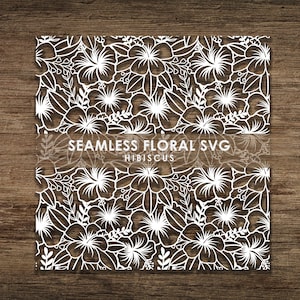 Padrão SVG de flor de hibisco tropical sem emenda, arquivo de corte Cricut, arquivo de corte CNC para download instantâneo