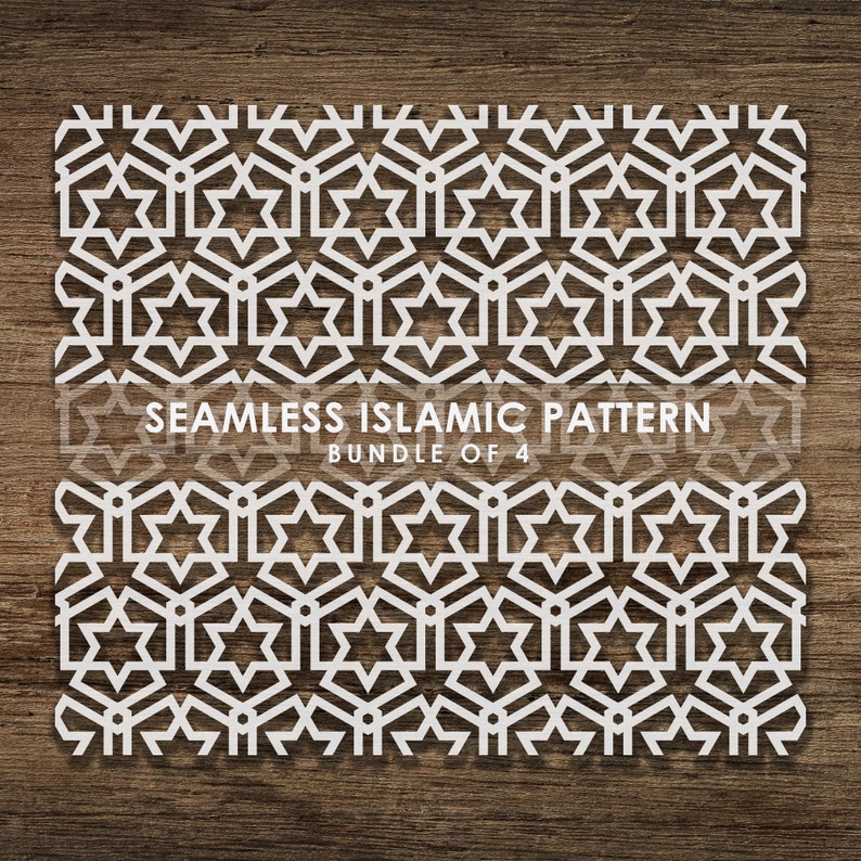 Bundle de 4 modèles SVG islamiques transparents, motif de ligne, arrière-plan de motif islamique. Couper le fichier Cricut, Téléchargement instantané, BoF10 image 4