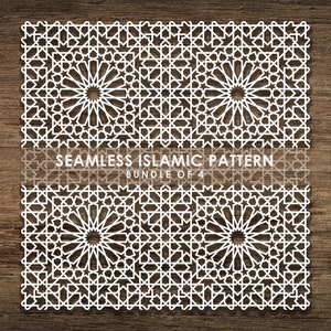 Bundle de 4 modèles SVG islamiques transparents, motif de ligne, arrière-plan de motif islamique. Couper le fichier Cricut, Téléchargement instantané, BoF10 image 3