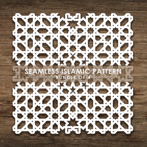 Bundle de 4 modèles SVG islamiques transparents, motif de ligne, arrière-plan de motif islamique. Fichier coupé Cricut, Téléchargement instantané, BoF09