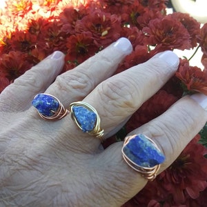 Anillo de piedra de lapis azuli en bruto natural / Anillo de sabiduría