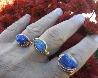 Natural Rough Lapis Azuli Stone Ring/Wisdom Ring