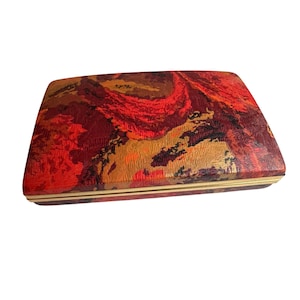 Mele Jewelry Box Red Velvet Interior Red Gold Exterior Gold Star Lid Vintage