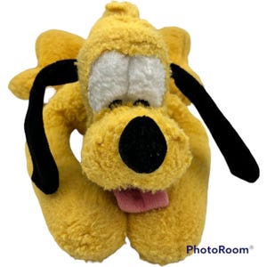 Disney Parks Pluto Plush 10" Dog Yellow Black Laying Down Stuffed Animal Toy