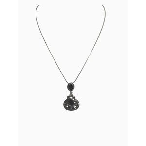 Vintage-Inspired Sterling Silver Necklace with Black Pendant Intricate Filigree