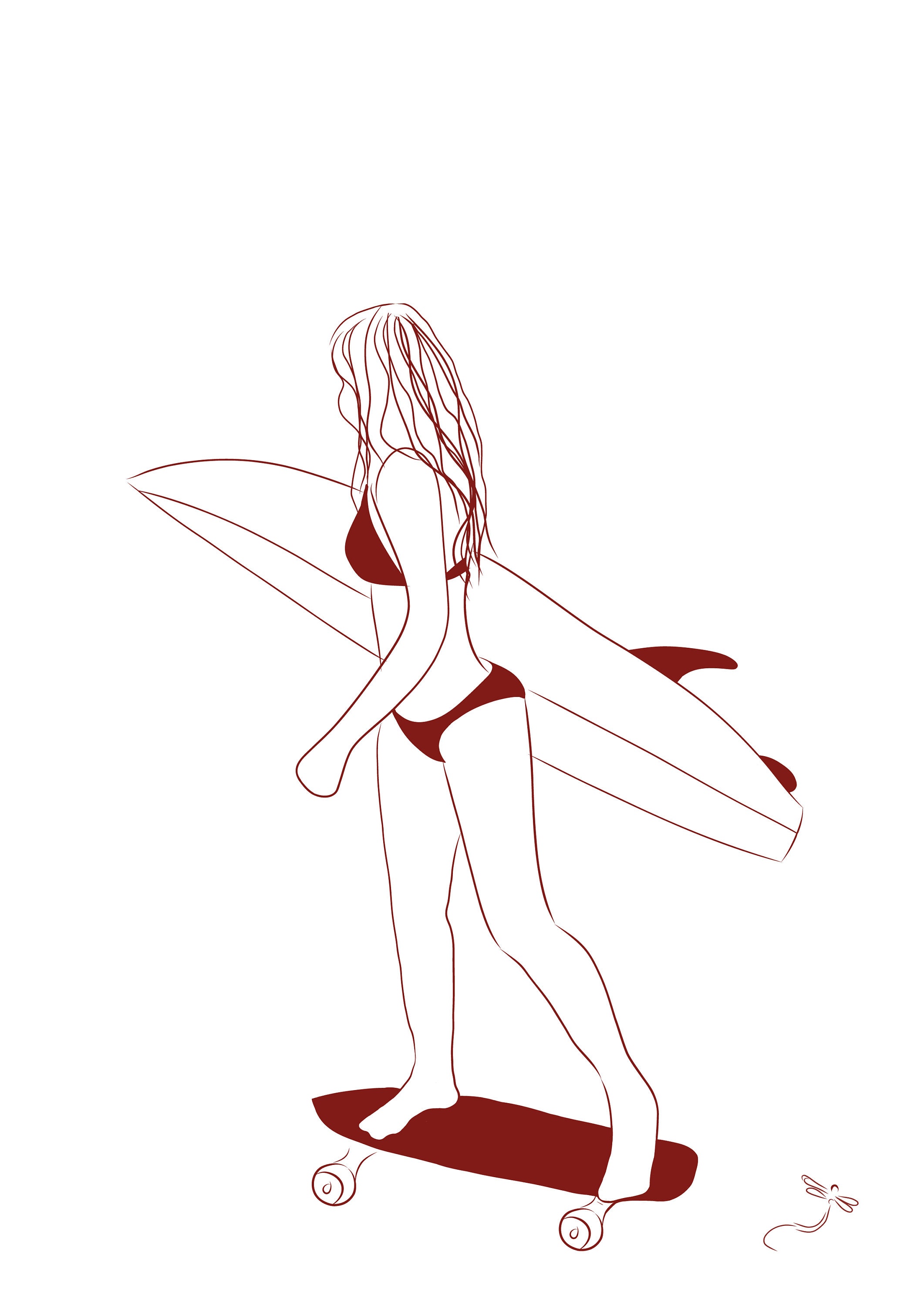 Affiche Rideuse, Illustration Surf, Poster Surf