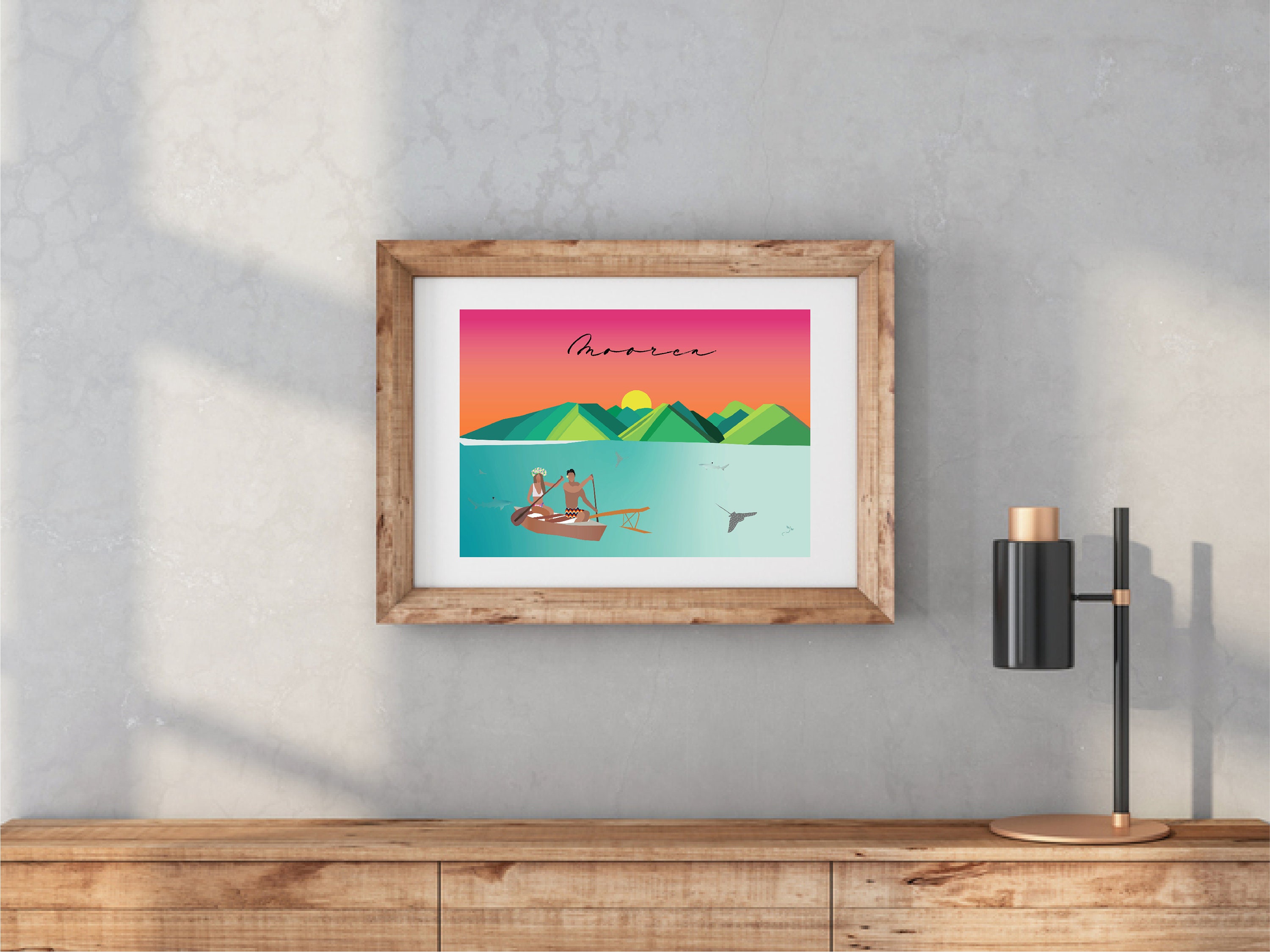 Affiche Voyage Moorea, Polynésie Française, Illustration Voyage