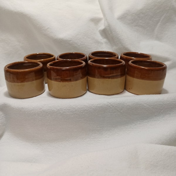 Vintage Ceramic Napkin Rings/Holders 1970s Brown and Tan