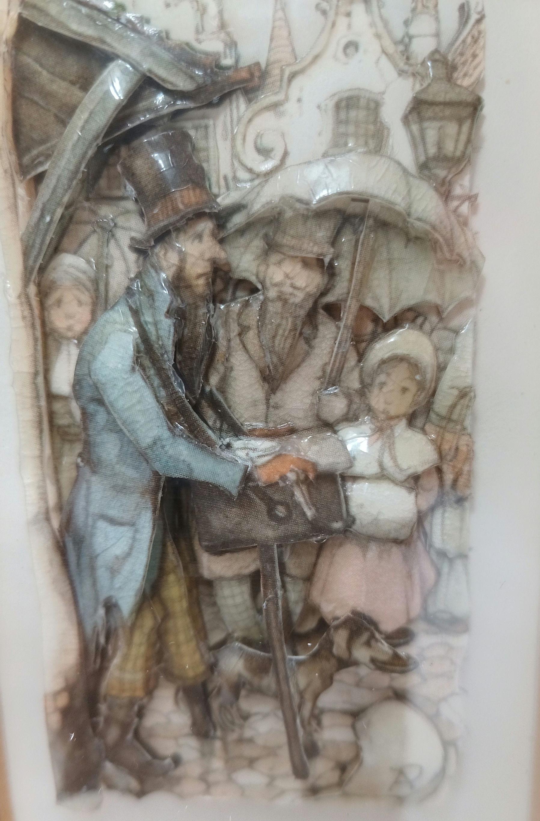 Vintage Signed AP Anton Pieck 3D Shadowbox Pair - Serenade