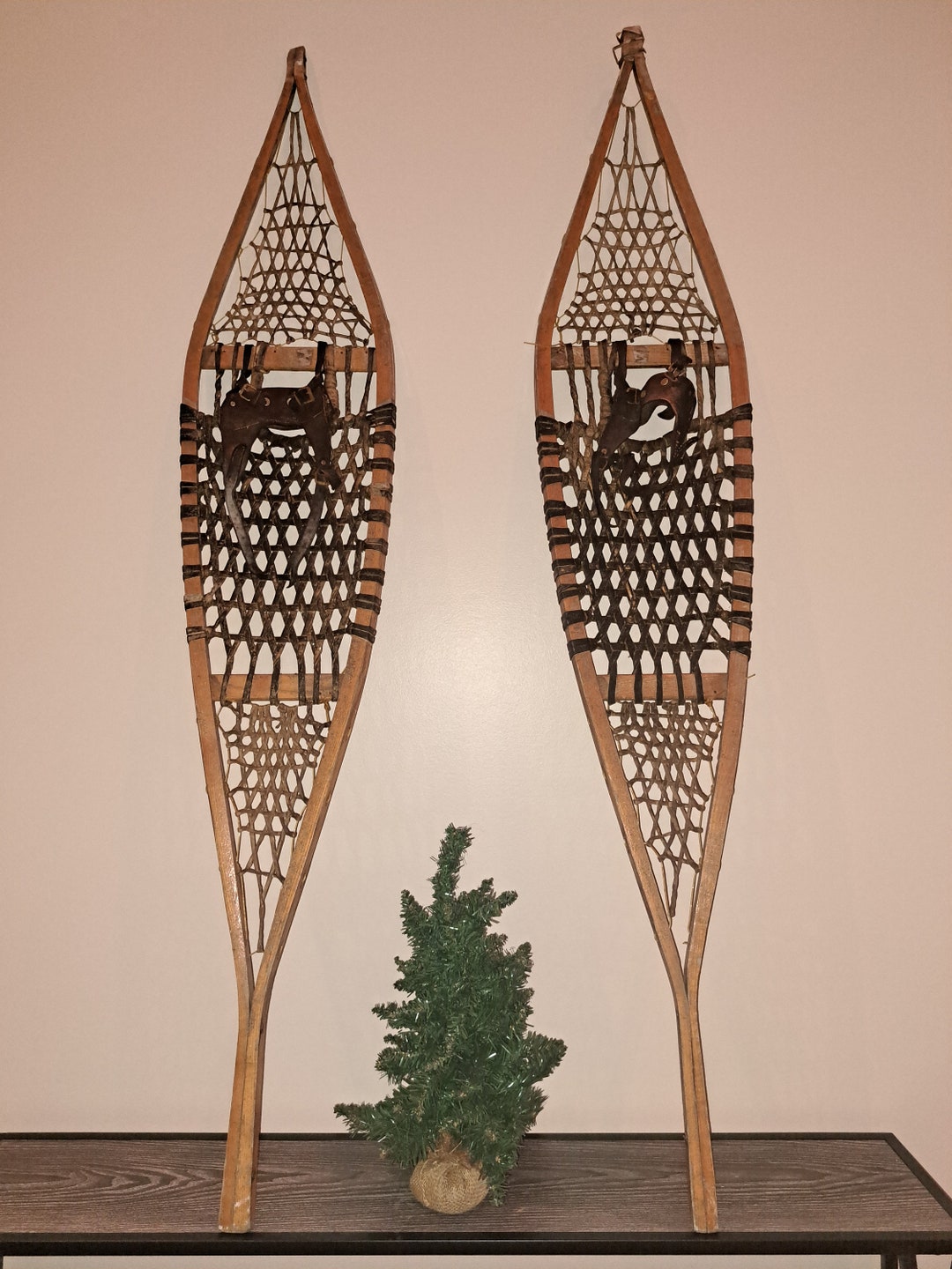 Vintage Wooden Snowshoes Ojibwe Style Etsy