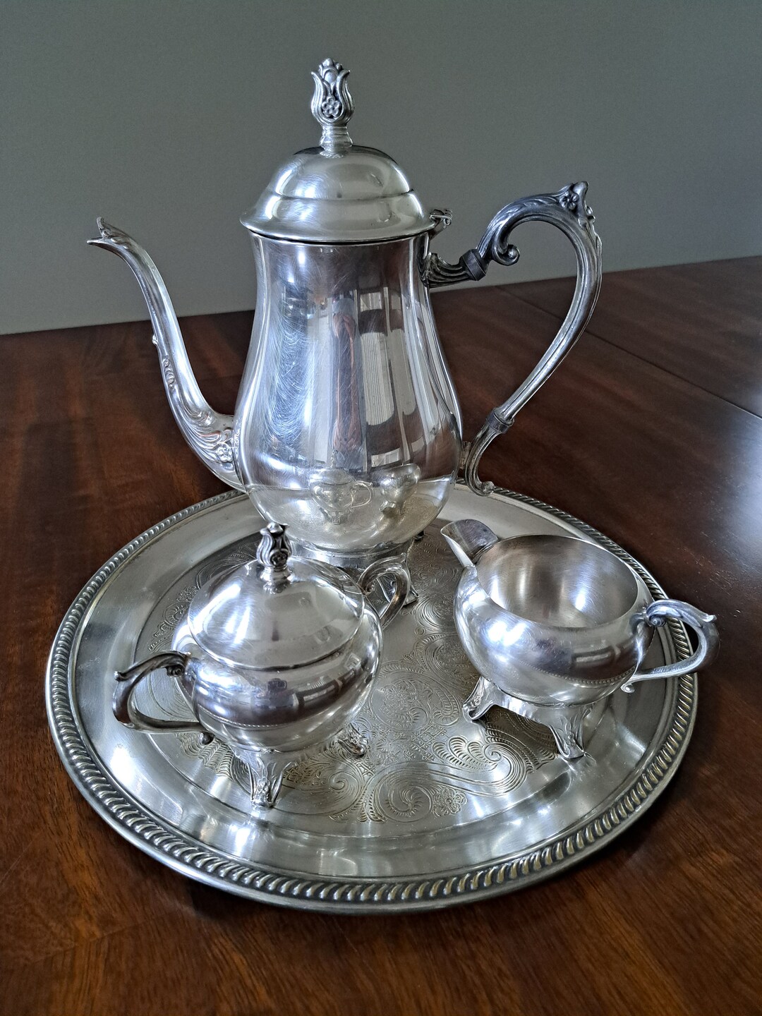 F.B. Rogers Silver Service Tea Set With Serving Tray Etsy