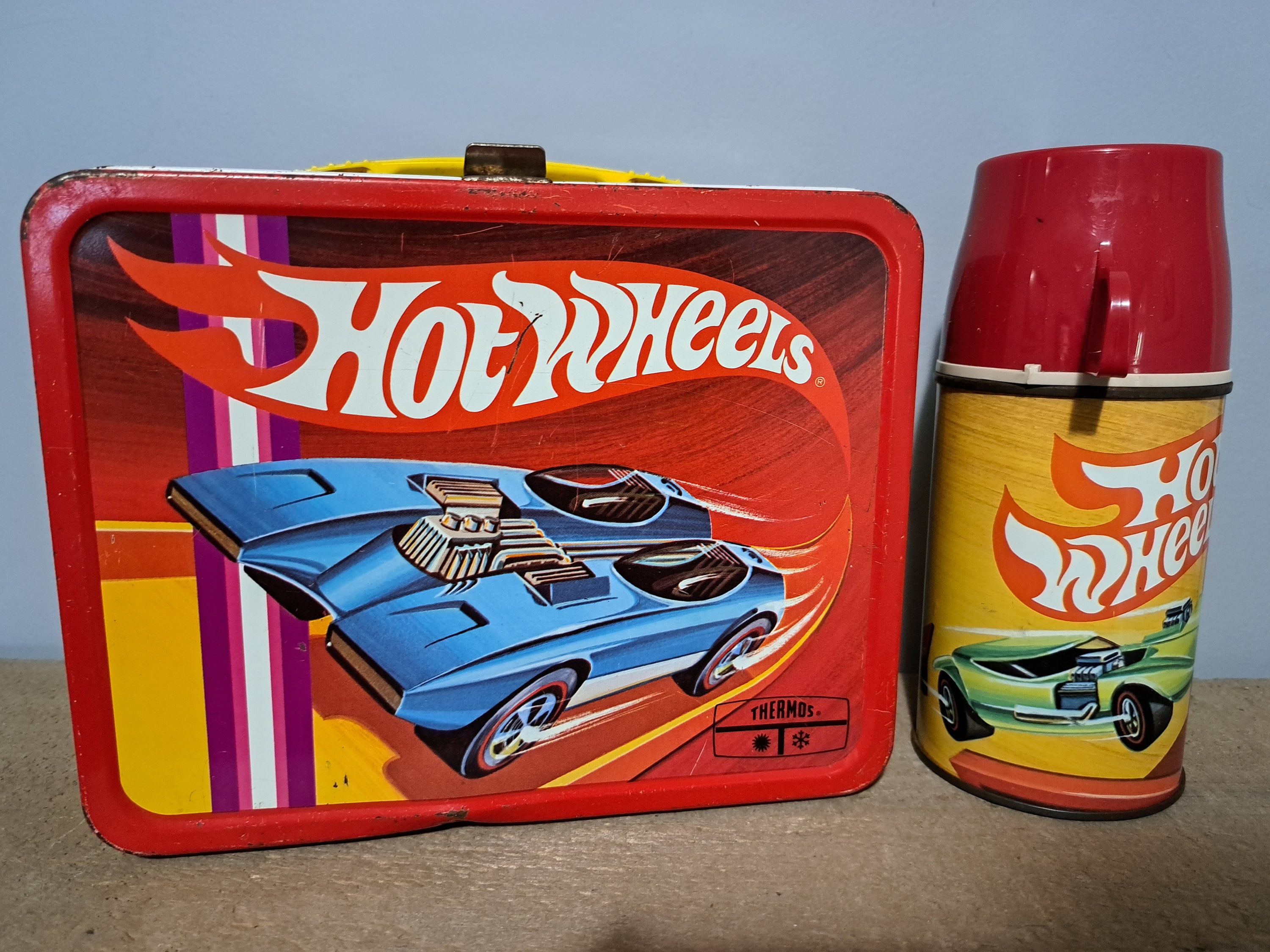 Vintage Hot Wheels Metal Lunchbox and Thermos 