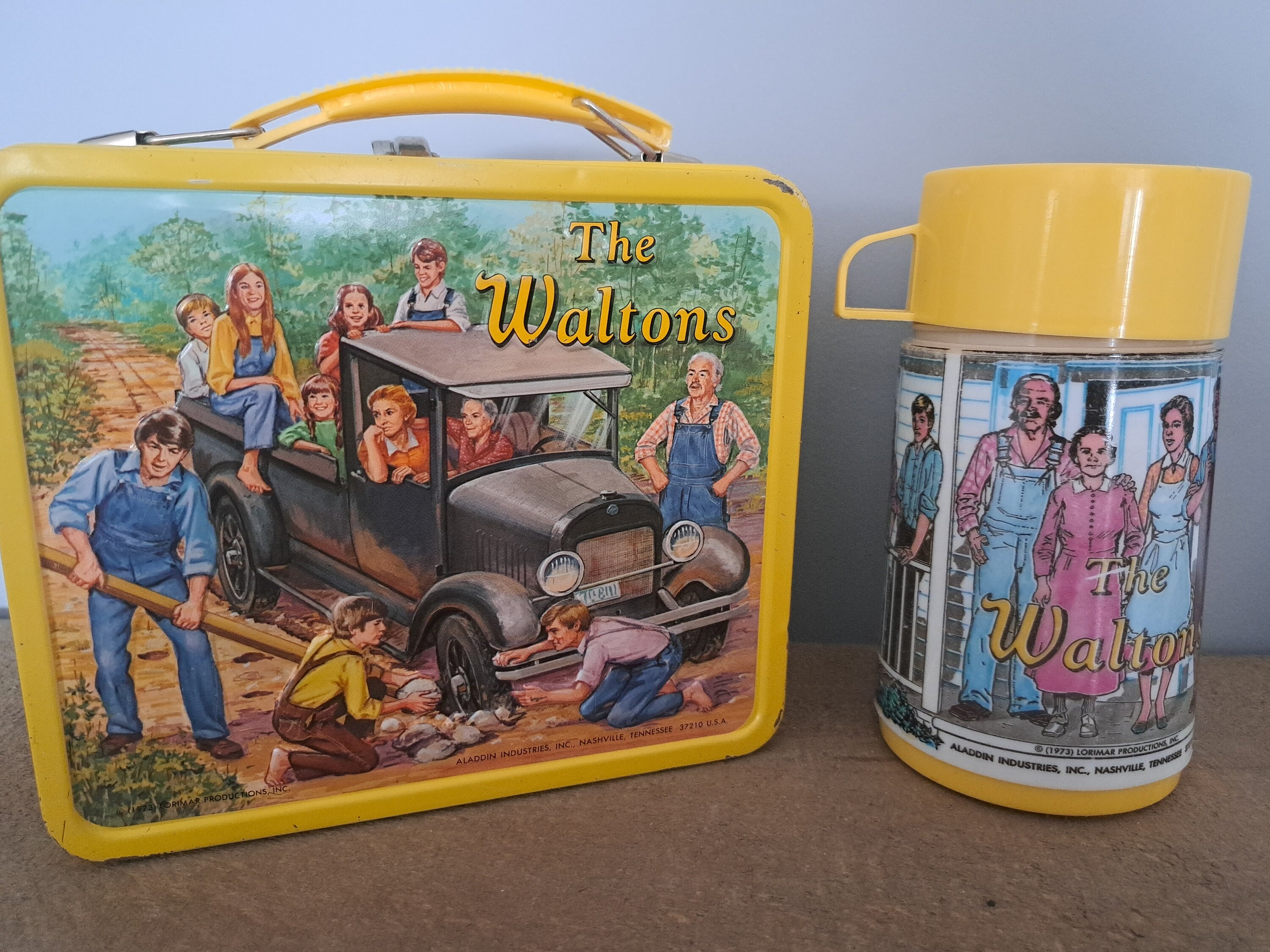 Vintage The Waltons Metal Lunch Box & Thermo 