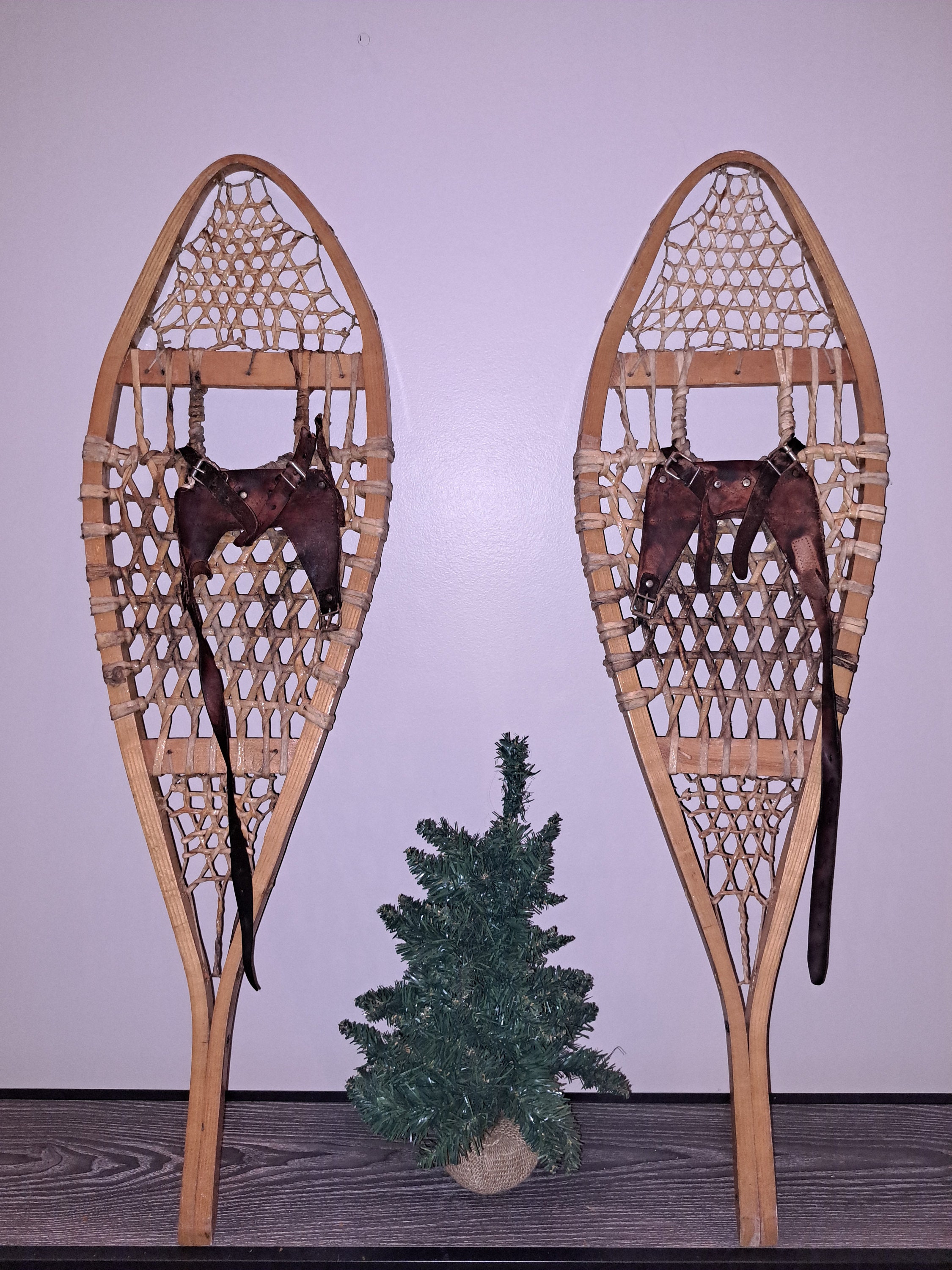 Vintage Wooden Snowshoes Etsy