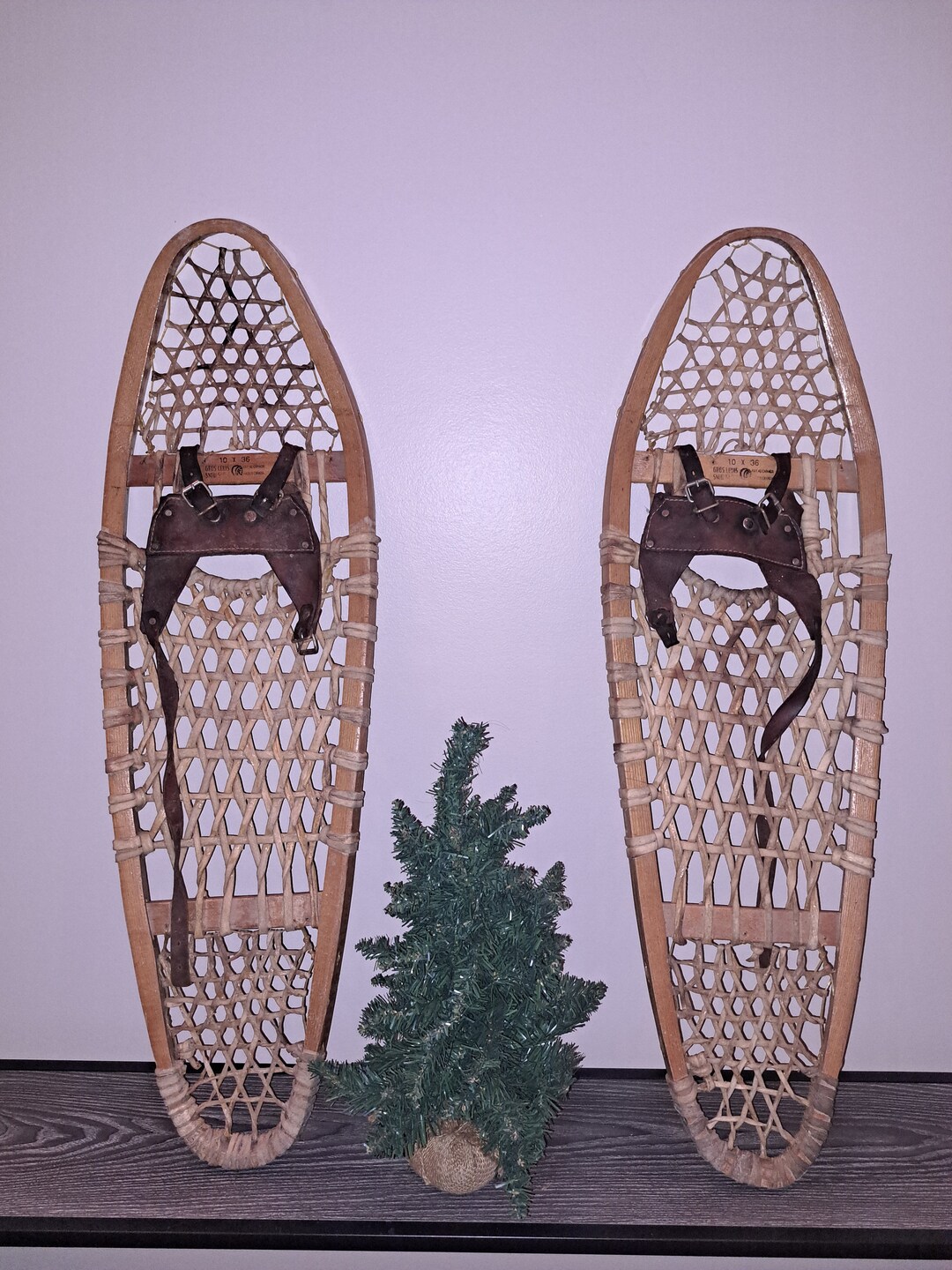 Vintage Wooden Snowshoes Bear Paw Style Etsy