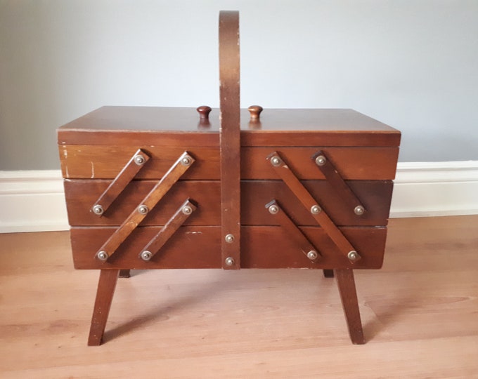 Vintage Accordion Style Sewing Box Etsy