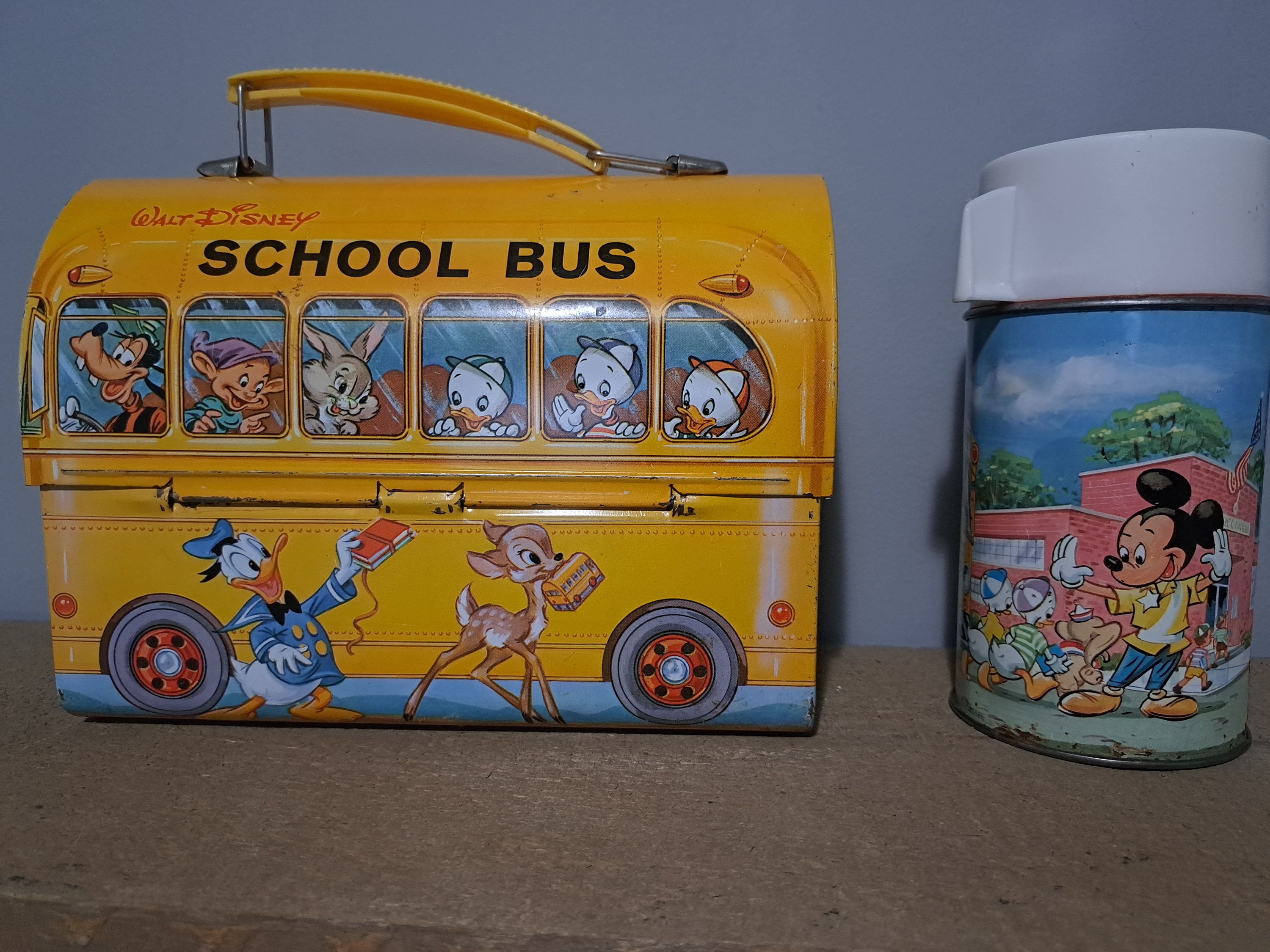 1961 Vintage Walt Disney School Bus Lunch Box With Thermos Etsy