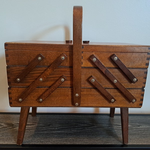 Vintage Accordion Sewing Box