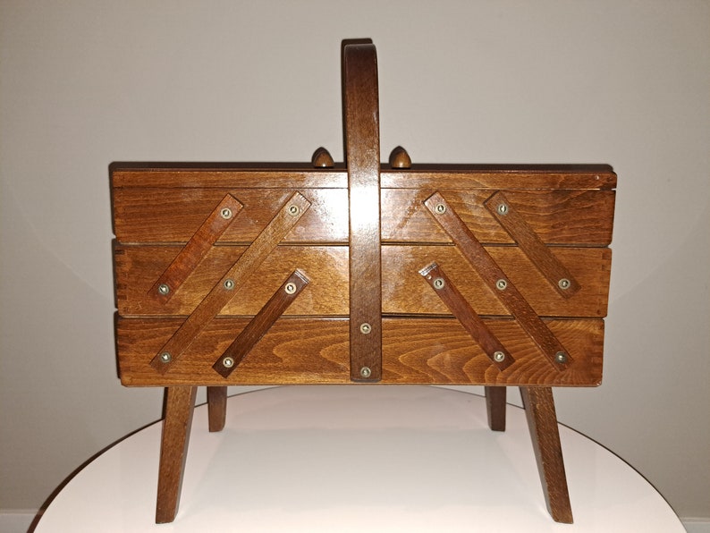 Vintage Accordion Sewing Box Etsy