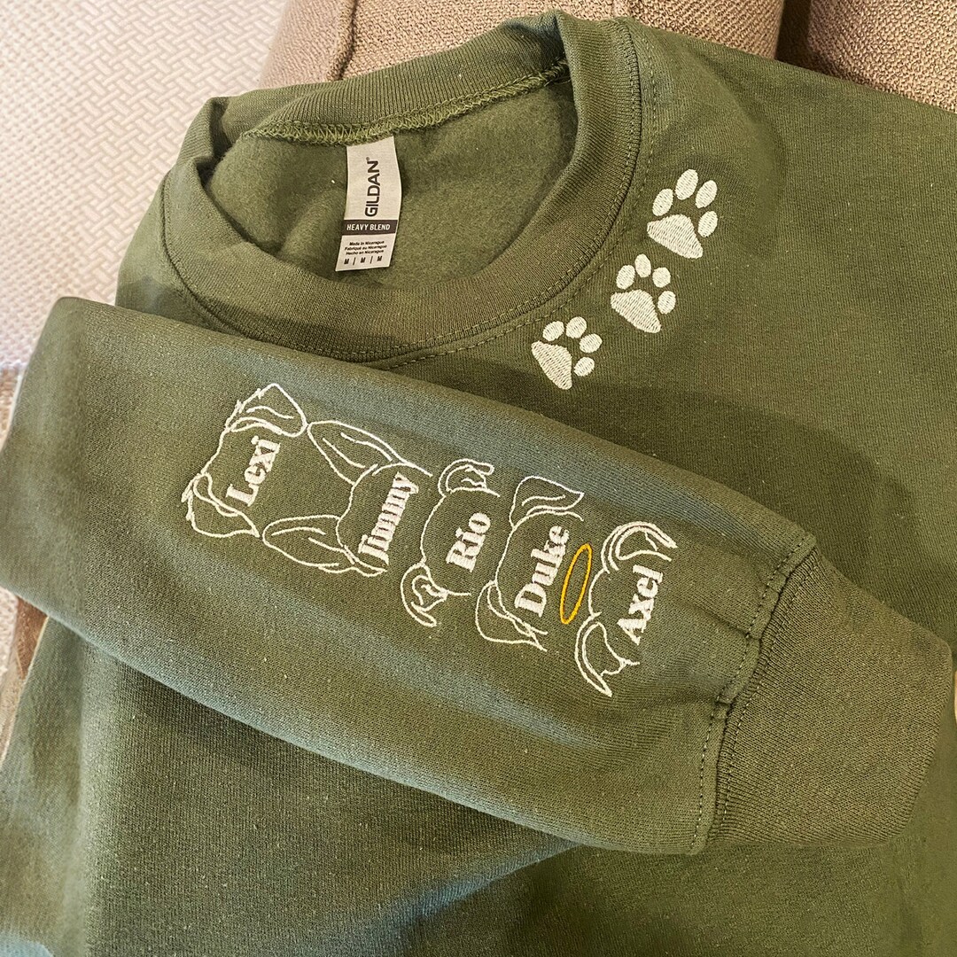 Embroidered Dog Paw Sweatshirt, Custom Dog Sweatshirt, Personalized Dog