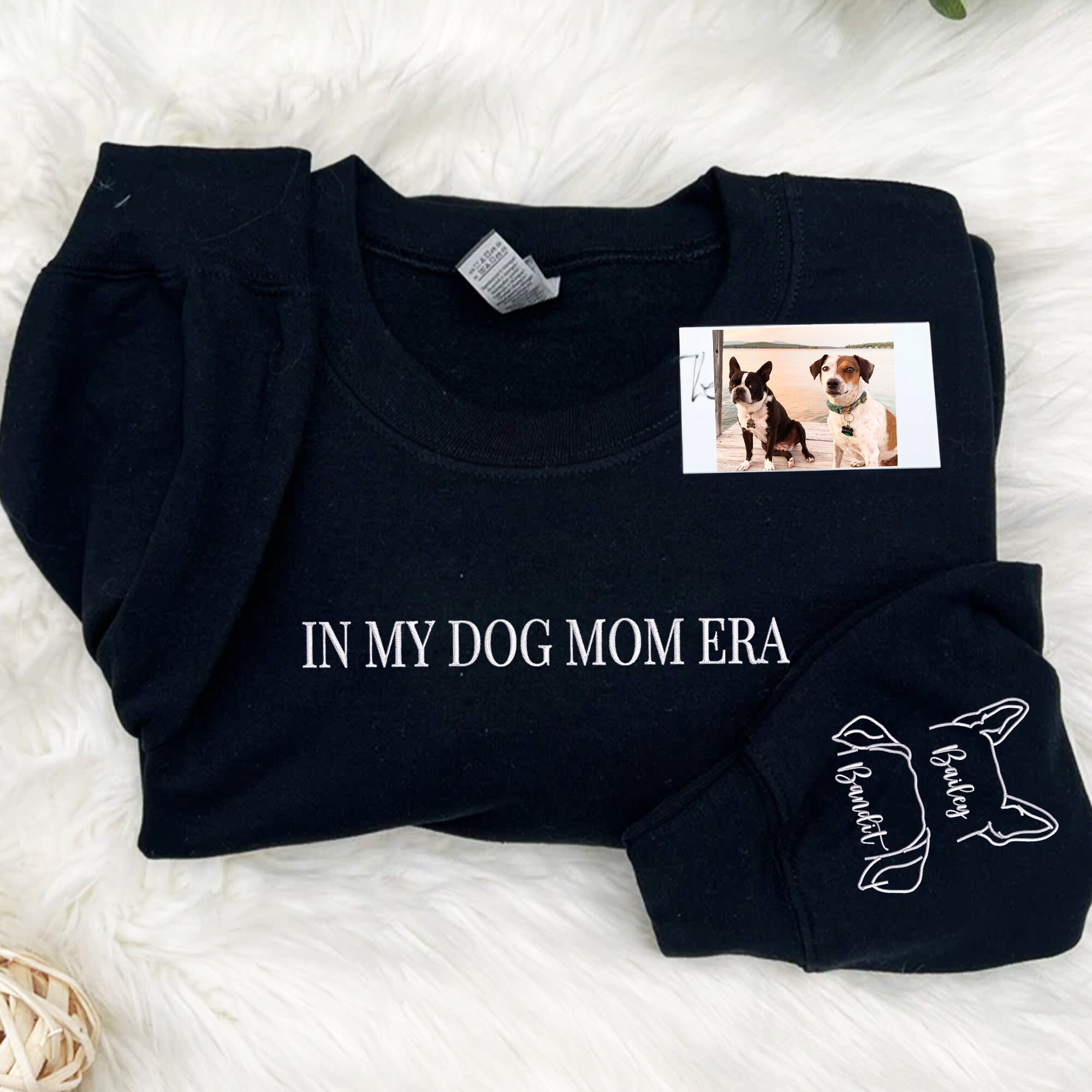 Discover  In My Dog Mom Era Sweatshirt With Dog Ear Sleeve, Embroidered Dog Ear Hoodie, Dog Ear Sleeve, Customizable Gift For Dog Mom