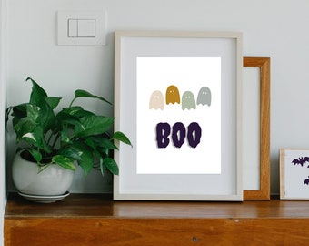 Halloween BOO Ghost Simple Wall Art Poster Printable, Halloween Printable, Digital Download, Halloween Poster Printable, Simple Printable