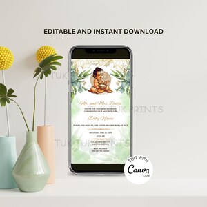 Inviti telefonici per la cerimonia di alimentazione del riso, invito digitale Annaprasan, scheda telefonica cerimonia di svezzamento, invito digitale Annaprashan, inviti Pasni