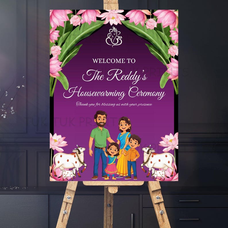 Shantinegi Sign Format Indian Housewarming Welcome Sign: Editable Griha Pravesh (digital ...