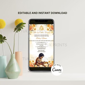 Inviti telefonici per la cerimonia dell’alimentazione del riso, invito digitale Annaprasan, scheda telefonica per la cerimonia di svezzamento, invito digitale Annaprashan, inviti Pasni