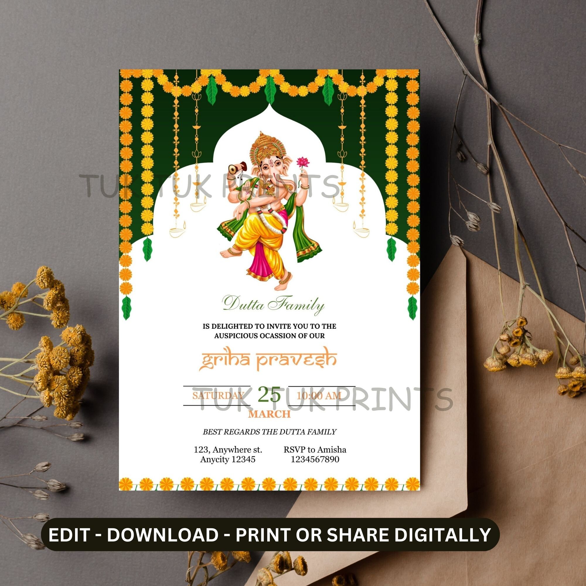 Ganesha Indian Housewarming Invite Gruhapravesham Invite Housewarming Ganesha Indian Housewarming Invite Gruhapravesham Invite Housewarming