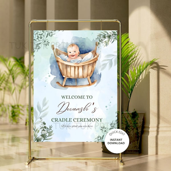 Cradle Ceremony Welcome Sign , Baby Cradle ceremony sign, Baby Naming Ceremony sign, Naamkaran Sign, Cradle Ceremony Entry sign