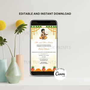 Inviti telefonici per la cerimonia di alimentazione del riso, invito digitale Annaprasan, scheda telefonica cerimonia di svezzamento, invito digitale Annaprashan, inviti Pasni