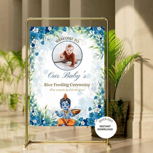 First Rice Feeding Ceremony Editable welcome Sign , Annaprasan sign, Weaning Ceremony sign, Pasni Ceremony Signage, Annaprashana Poster