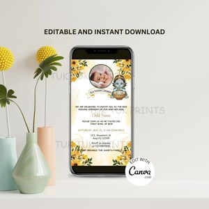 Inviti telefonici per la cerimonia di alimentazione del riso, invito digitale Annaprasan, scheda telefonica cerimonia di svezzamento, invito digitale Annaprashan, inviti Pasni