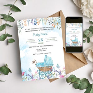 Baby Cradle Ceremony Invite, Naming Ceremony Invites, Cradle Invite Template, Naming ceremony digital template