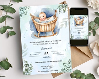 Baby Naming Ceremony Invite: Cradle Template (Digital Download)