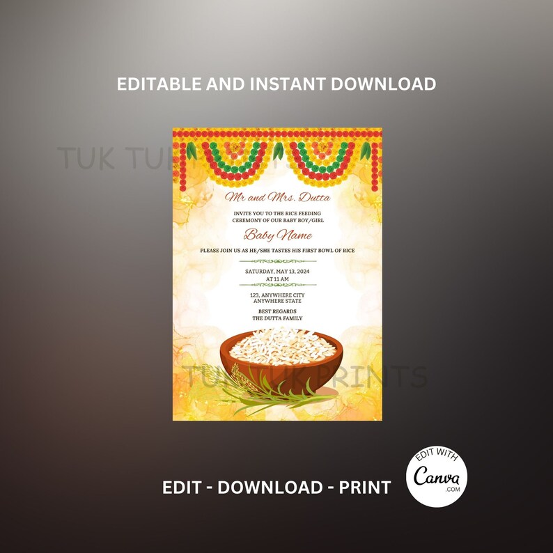 Annaprasan Invitation: Hindu Rice Feeding Ceremony (digital Download ...