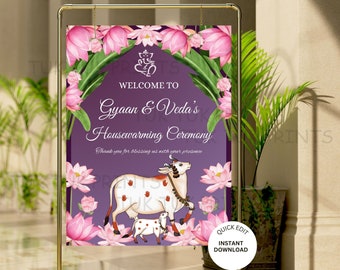 Pichwai Indian Housewarming Sign: Gruhapravesha Welcome (Digital Download)