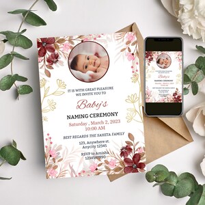 Baby Naming Ceremony Invite, Cradle Ceremony Invite Template, Naming ceremony digital template, Naming Invite card