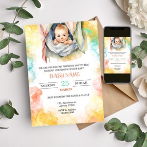 Baby Naming Ceremony Invite, Cradle Ceremony Invite Template, Naming ceremony digital template, Naming Invite card