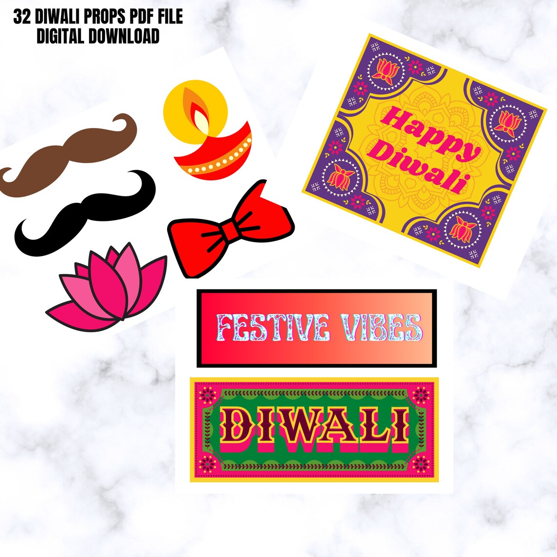 32 Diwali Party Props Diwali Photo Booth Props Deepawali Etsy