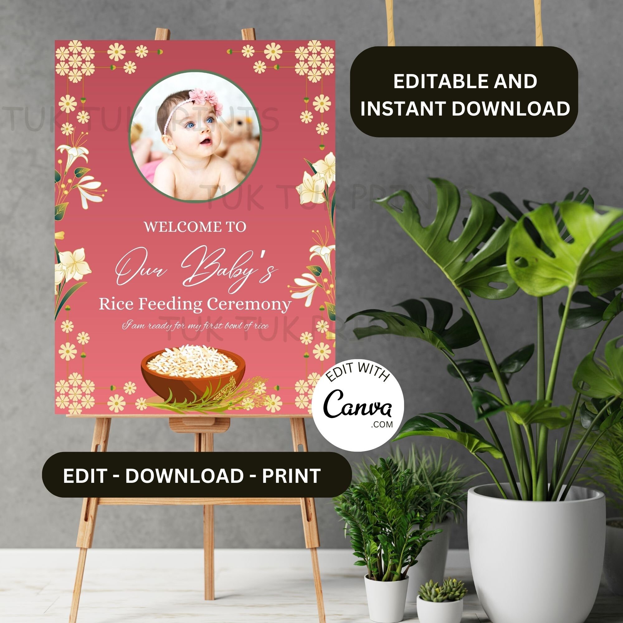Welcome Rice Annaprashana Welcome Sign: Girl Rice Feeding Ceremony (digital Download ...