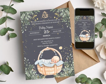 Baby Naming Ceremony Invite: Cradle Template (Digital Download)